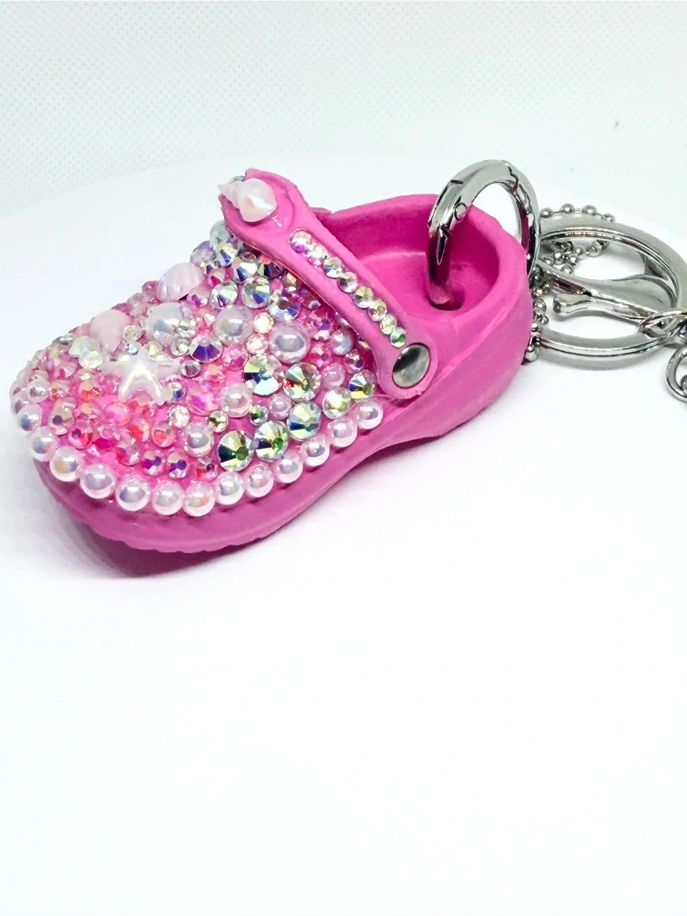 Pink Jeweled Mini Clog Keychain